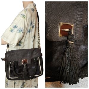 Elliott Lucca brown Leather/Horse Hair shoulder bag.‎ 13"×10"